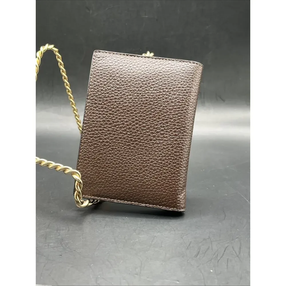 NWOT Coach CU131 Dark Brown Pebbled Leather Passport Case